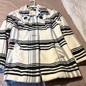 Bwear Black and White Striped Peacoat